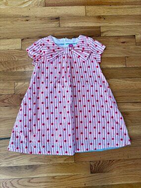 Mini Boden Polka Dot Bow Dress Size 5-6/116cm